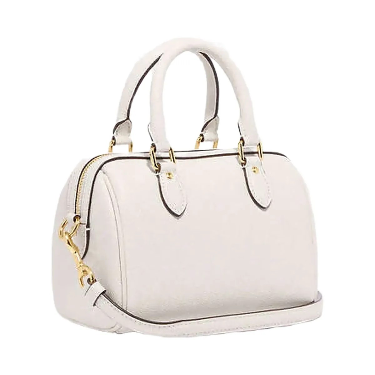 Coach Mini Rowan Crossbody Bag Crossgrain Leather-Gold-Chalk - HypeFly India View 4