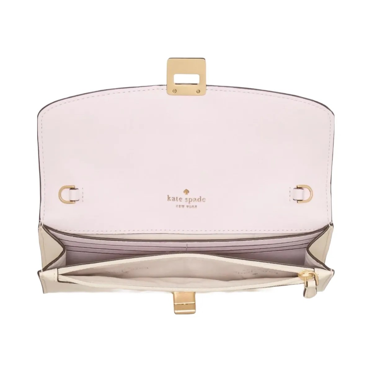 Kate Spade Phoebe Perforated Turnlock Wallet on chain Meringue - HypeFly India View 4