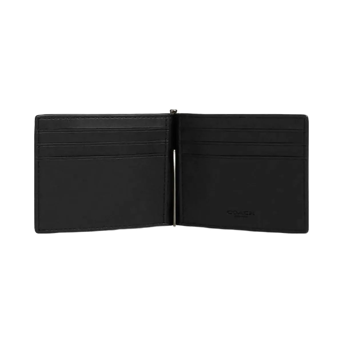Coach Slim Money Clip Billfold Wallet In Signature Canvas Signature Canvas-Gunmetal-Charcoal-Black - HypeFly India View 1