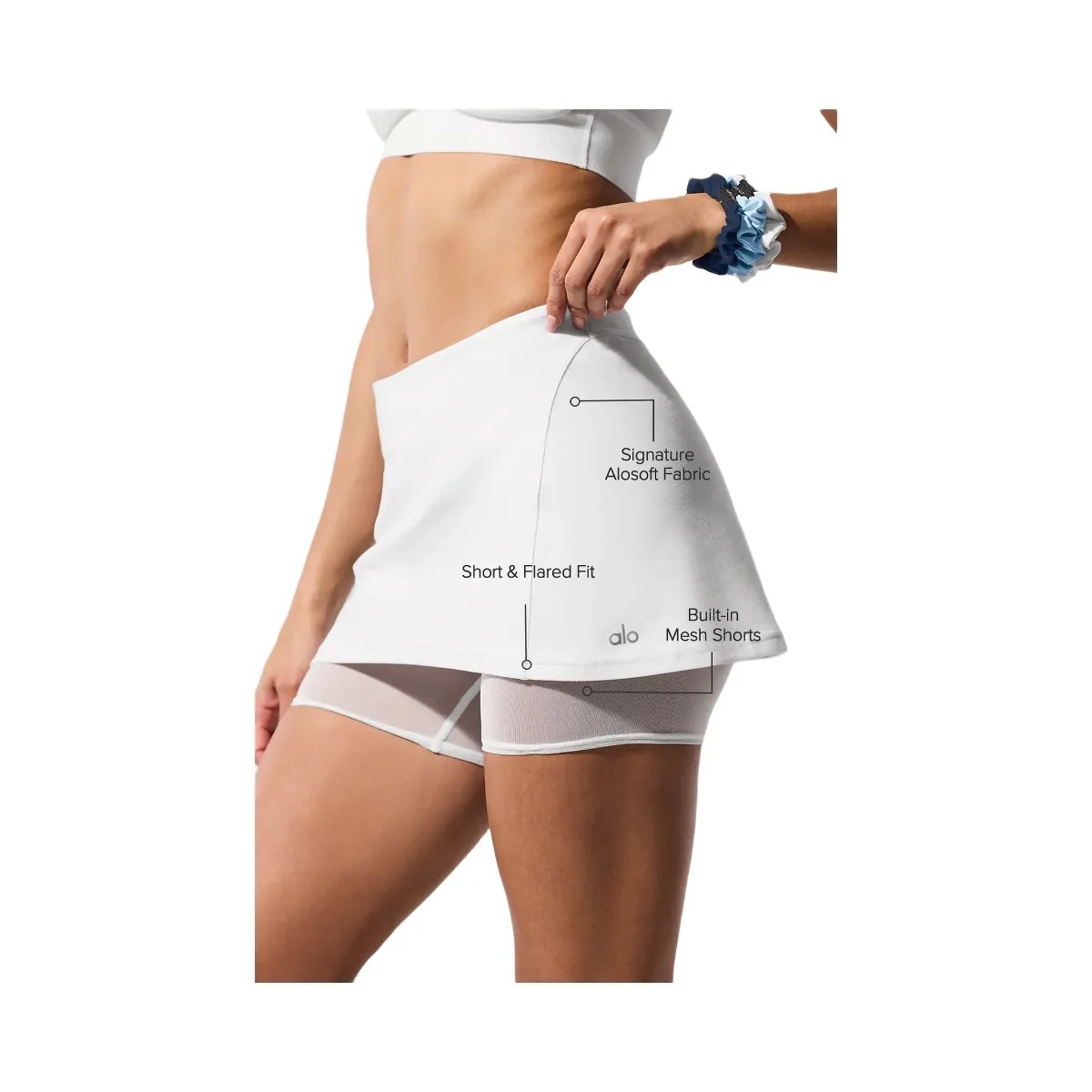 Alo Women's Alosoft Serve It Up Skirt - White - HypeFly India View 2