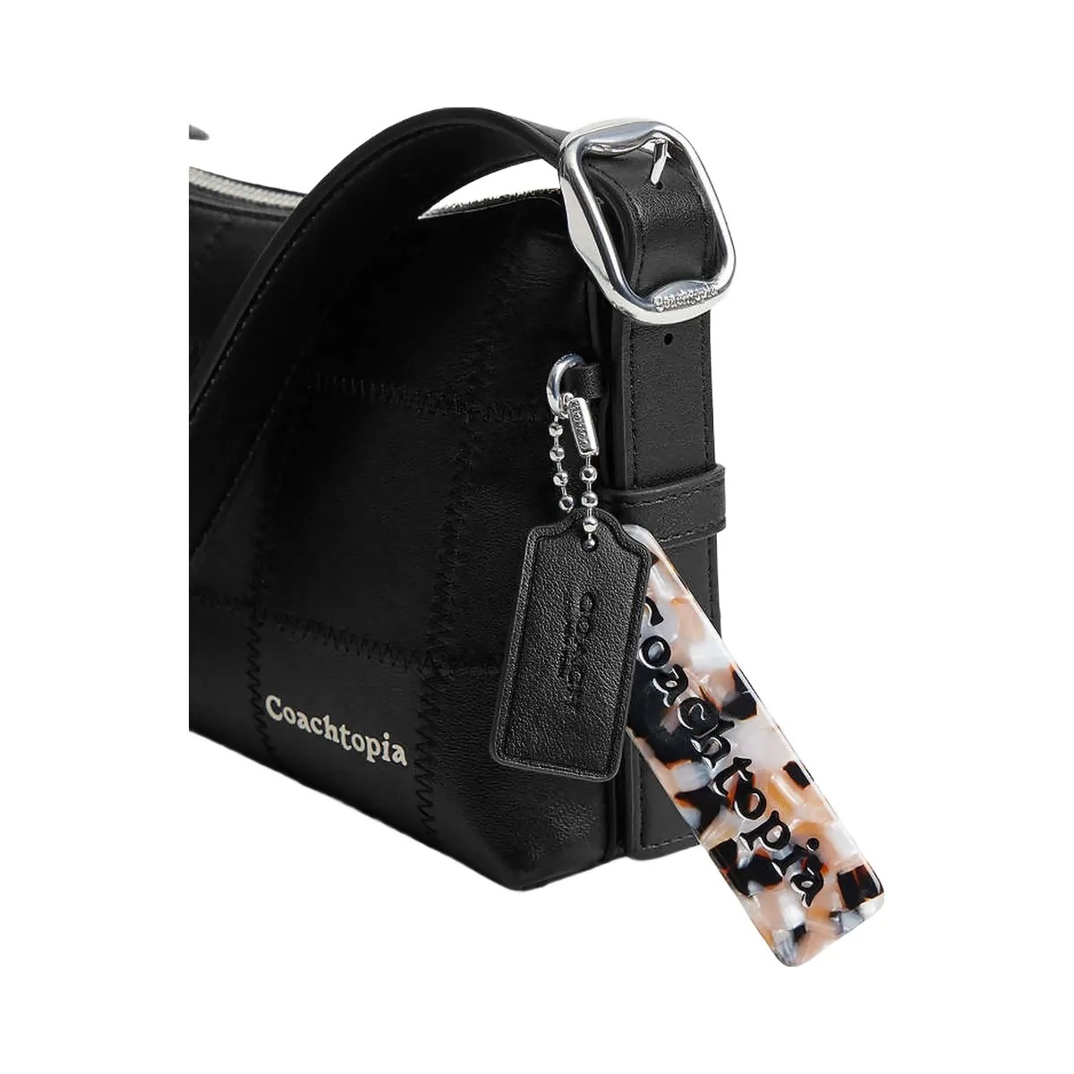 Coach Alter/Ego Small Slouchy Shoulder Bag In Checkerboard Upcrafted Leather Black - HypeFly India View 4