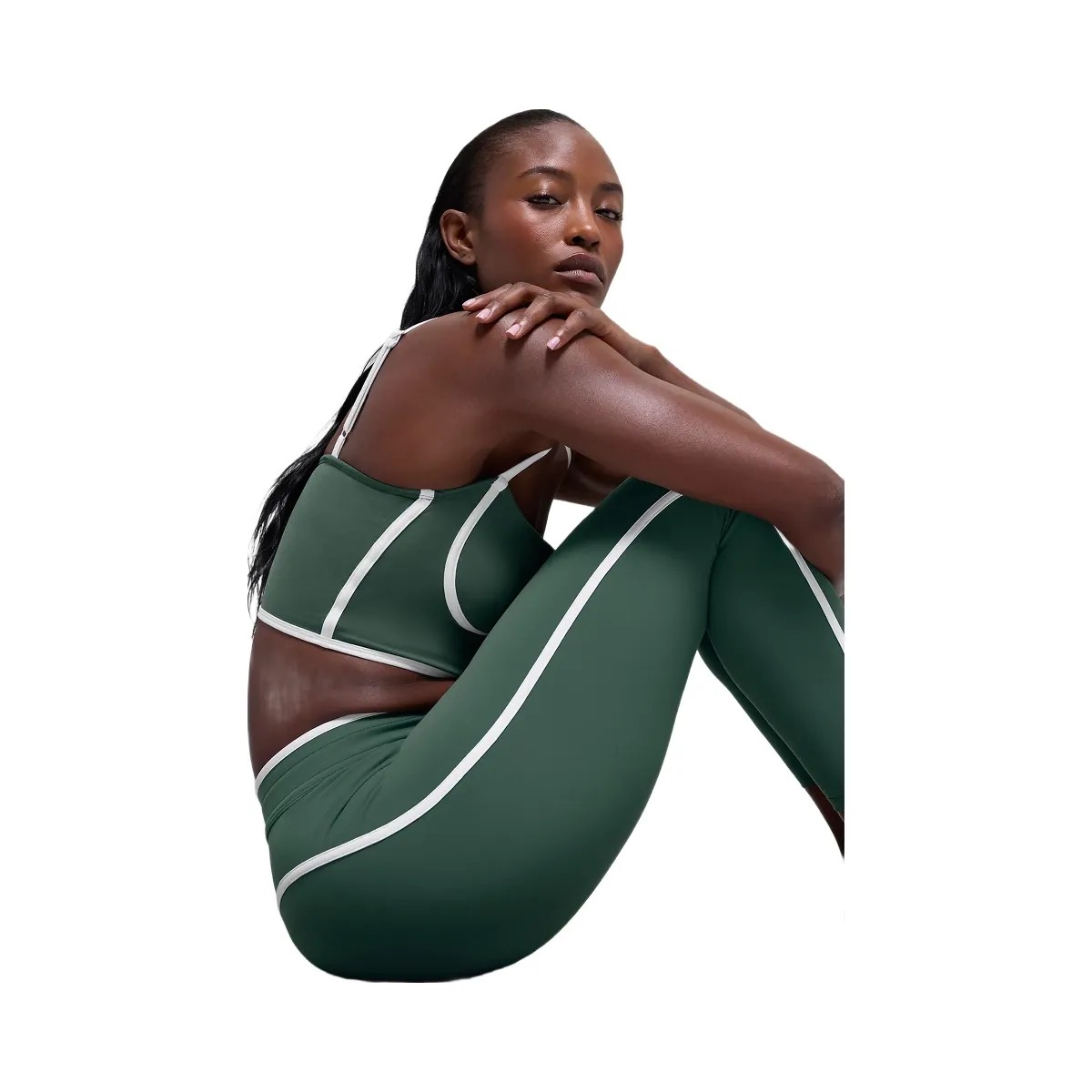 Alo Women's Airbrush High-Waist Race Pace 7/8 Legging - Clover Green/White - HypeFly India View 4