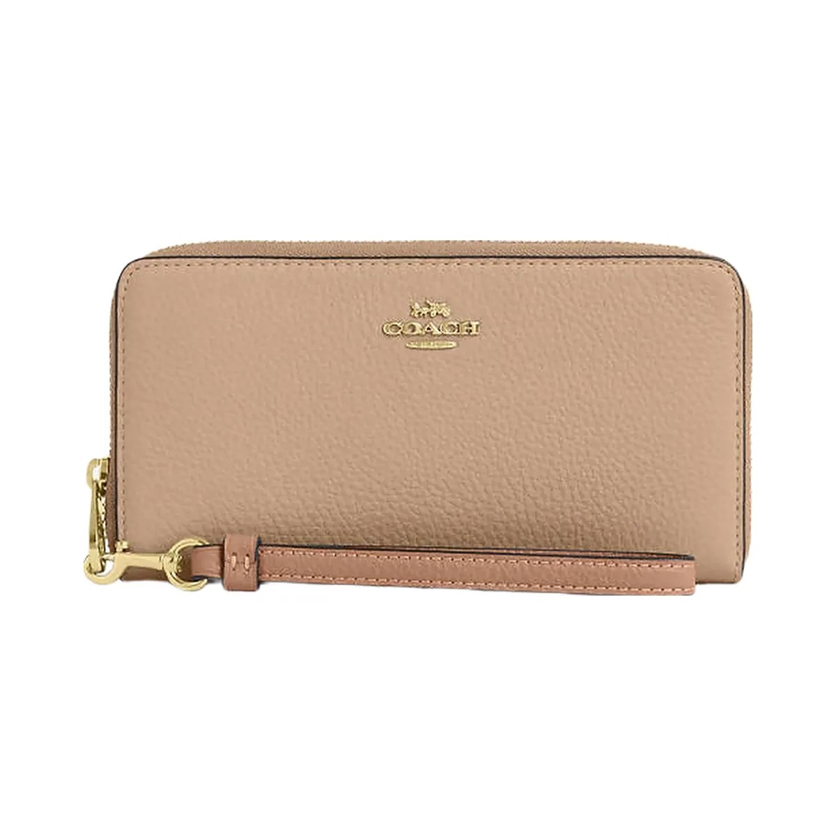 Coach Long Zip Around Wallet Pebbled Leather-Im-Cream-Peach - HypeFly India View 3