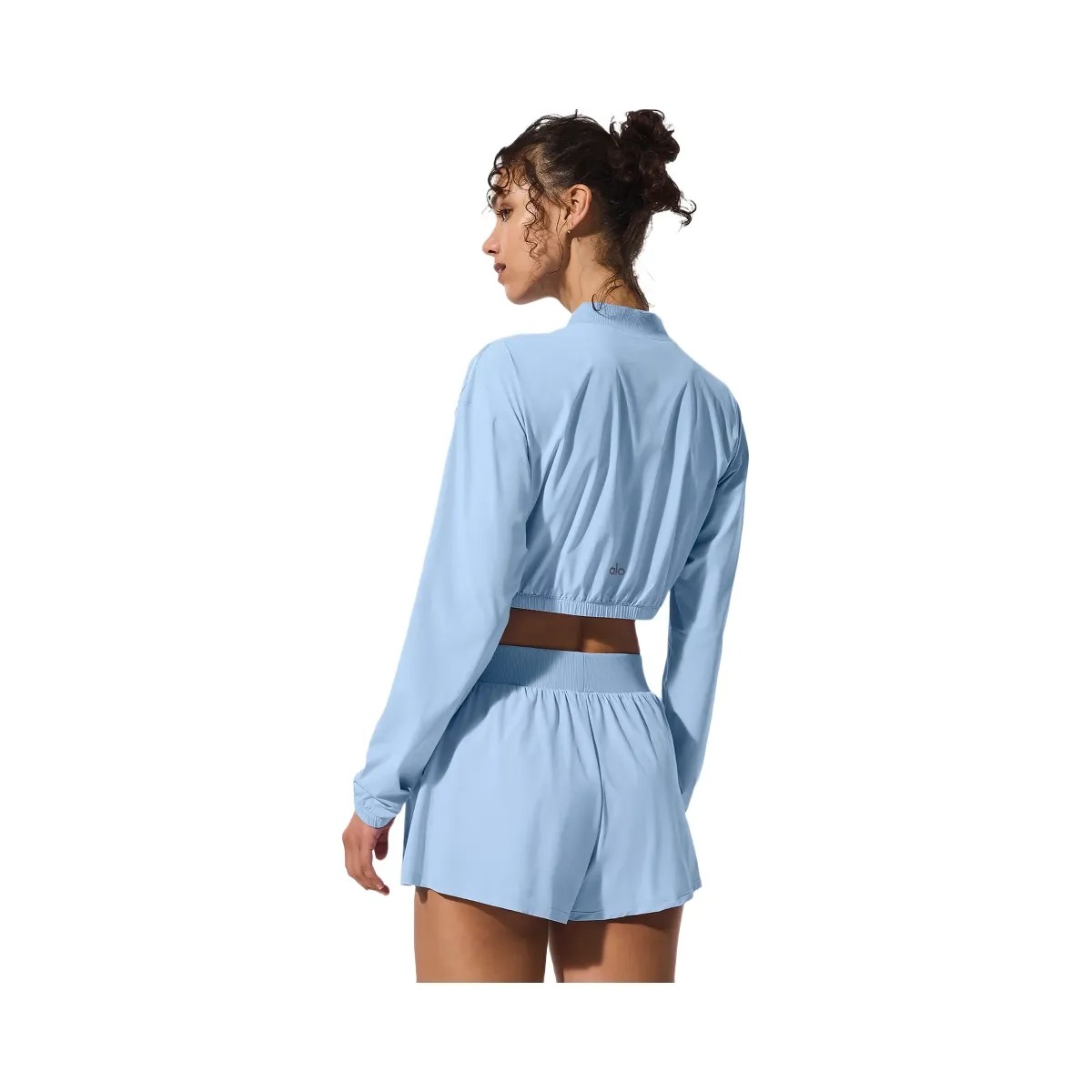 Alo Women's Cropped Breezy Full-Zip Cover Up - Seashell Blue - HypeFly India View 3