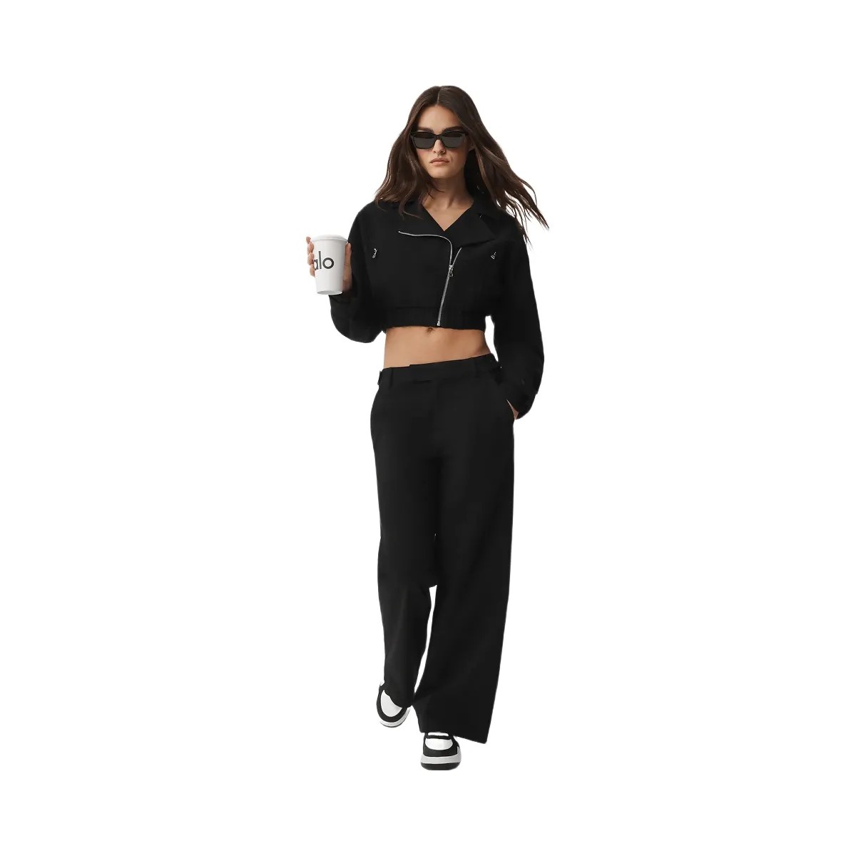 Alo Women's Cropped Cosmopolitan Jacket - Black - HypeFly India View 5