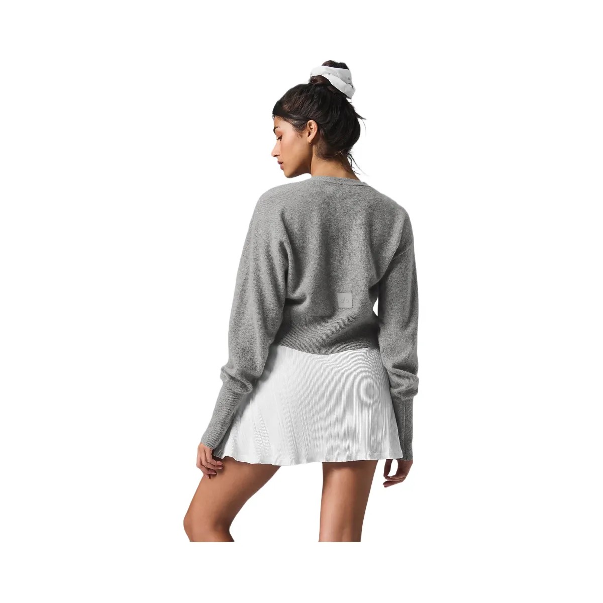 Alo Women's Cashmere Jet Set Cardigan - Dove Grey Heather - HypeFly India View 2