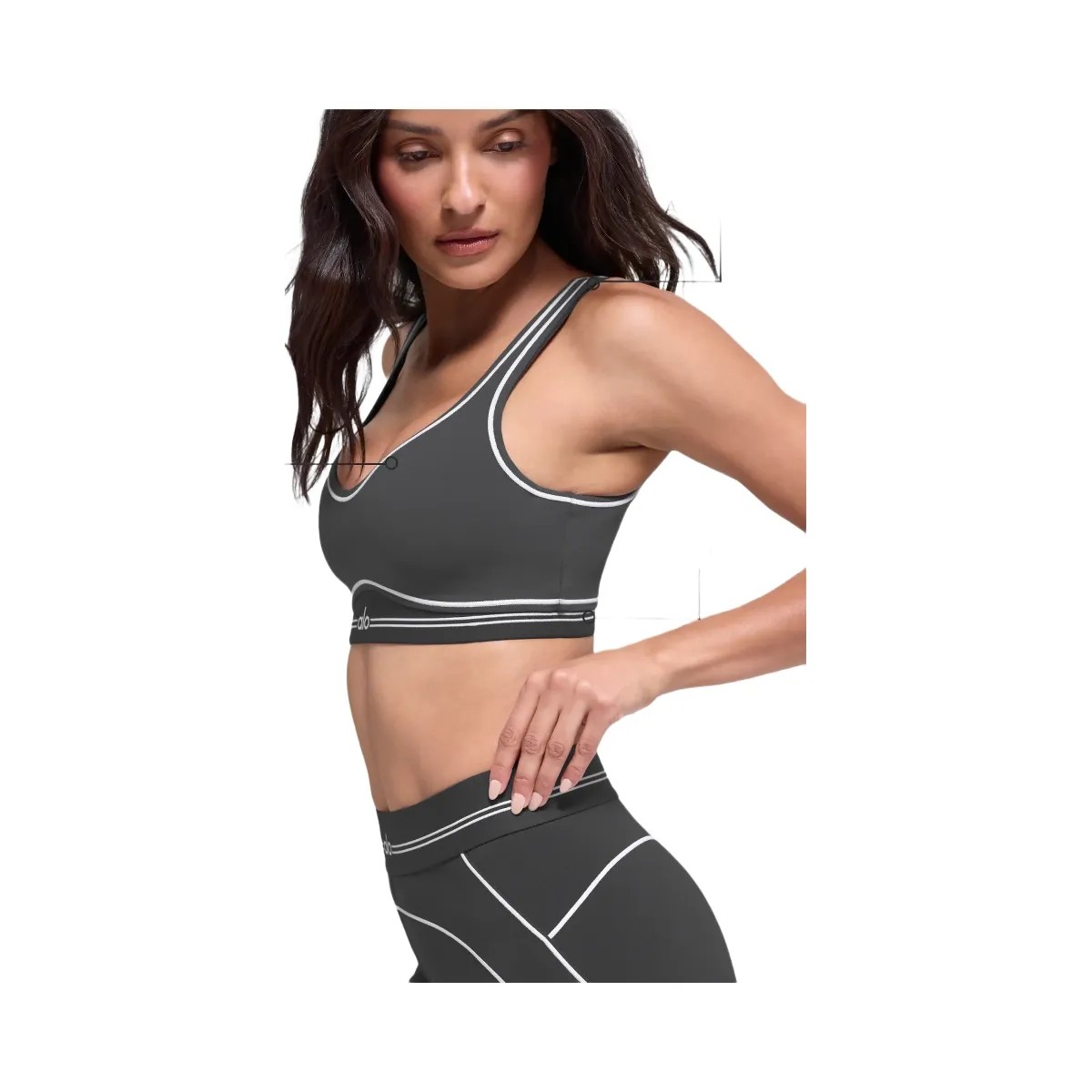 Alo Women's Airbrush Heart Throb Bra - Anthracite/White - HypeFly India View 2