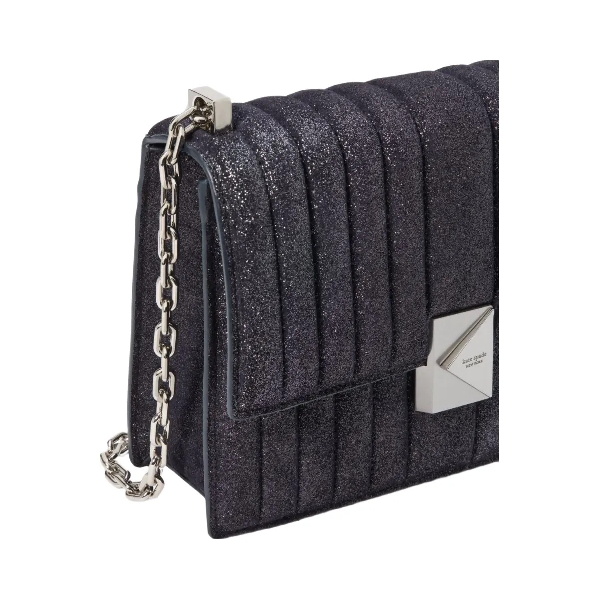 Kate Spade Deco Quilted Glitter Suede Chain Shoulder Bag Navy Multi - HypeFly India View 6