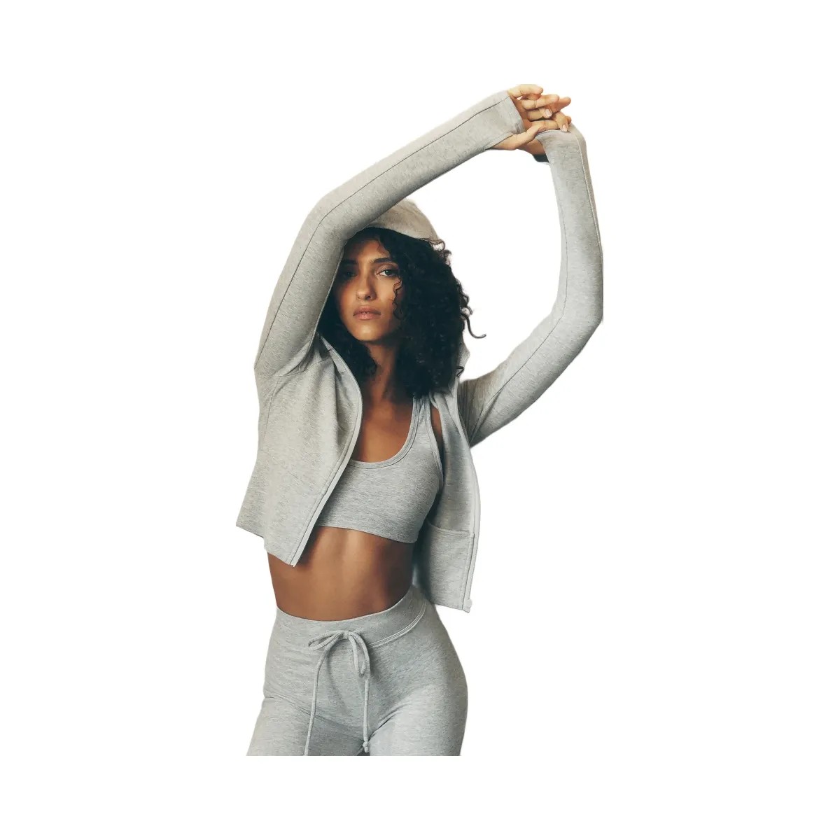 Alo Women's Sway Full Zip Hoodie - Athletic Heather Grey - HypeFly India View 5