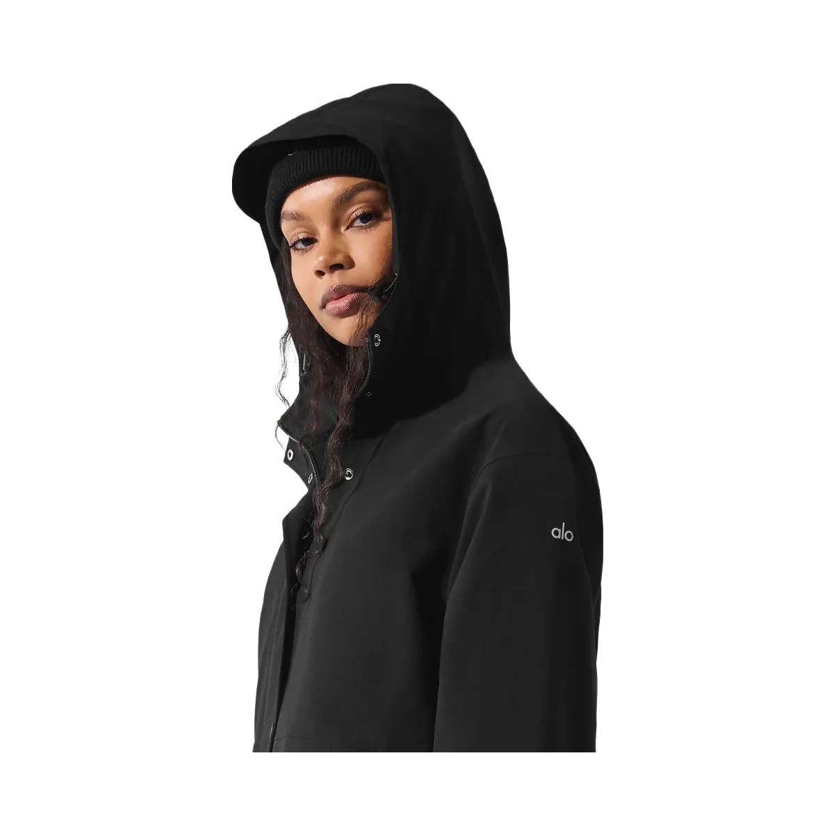 Alo Women's Rain Or Shine Long Coat - Black - HypeFly India View 5