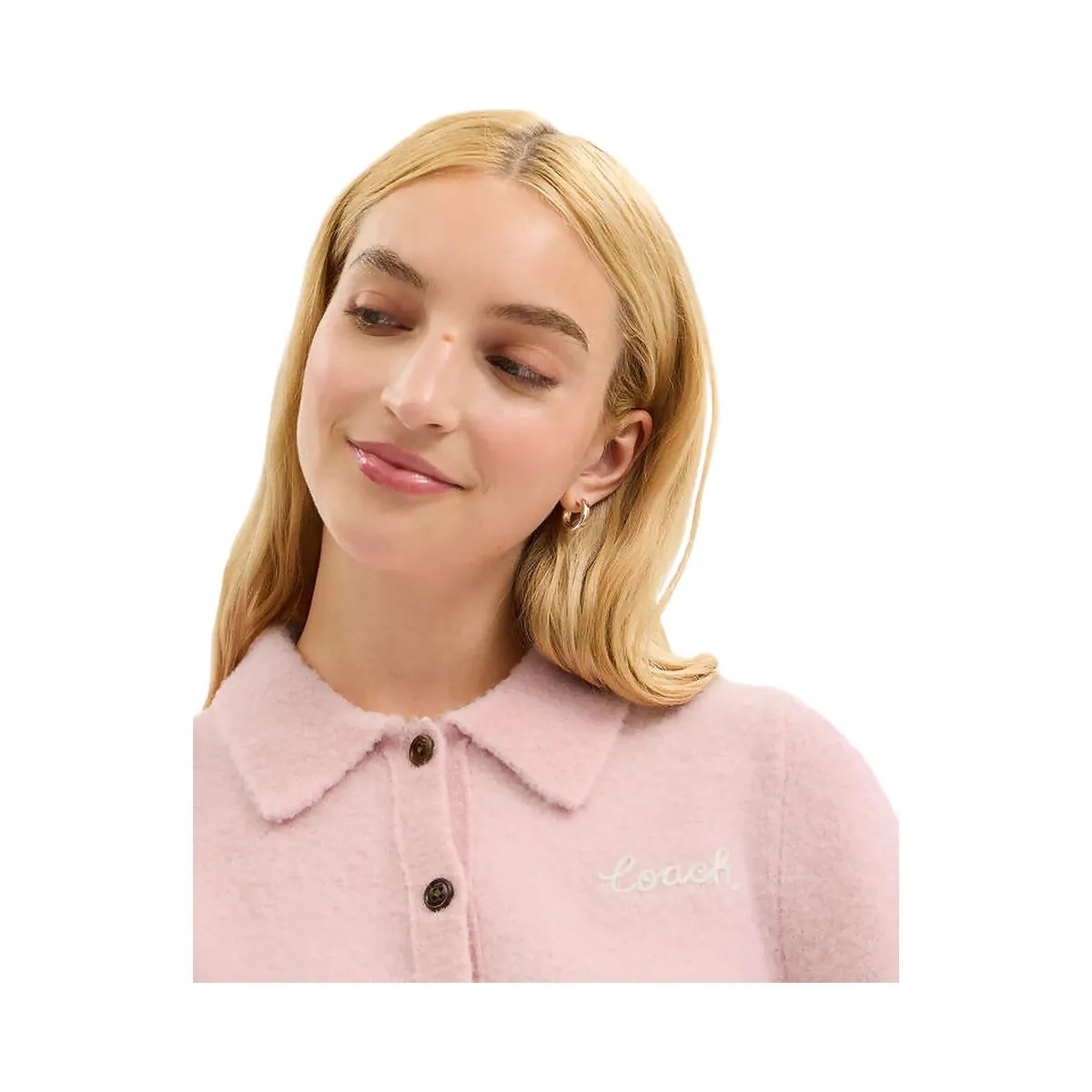 Coach Coach Embroidered Cropped Cardigan Light Pink - HypeFly India View 2