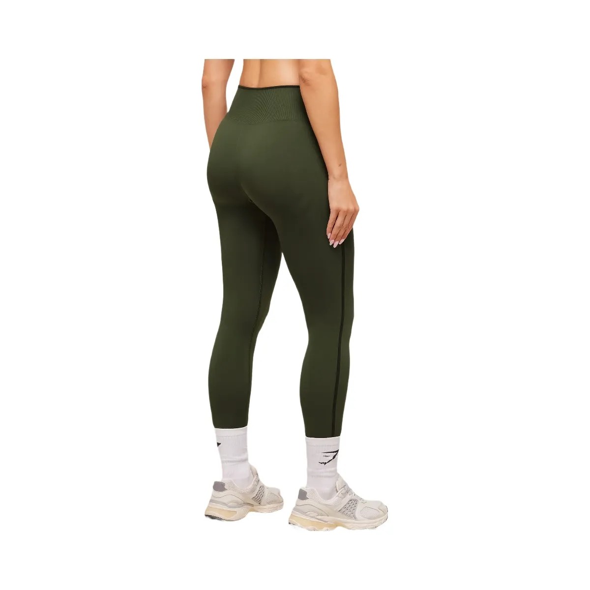 Gymshark Everyday Seamless Contrast Legging - Winter Olive/Black - HypeFly India View 2