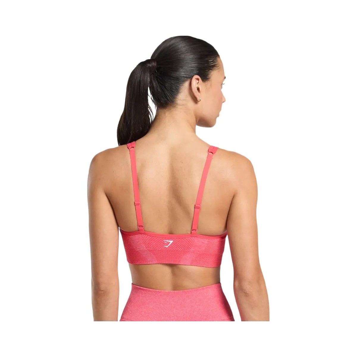 Gymshark Vital V Neck Sports Bra - Coral Red/Marl - HypeFly India View 2