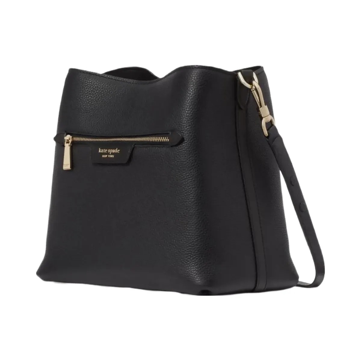 Kate Spade Hudson Pebbled Leather Shoulder Bag Black - HypeFly India View 4