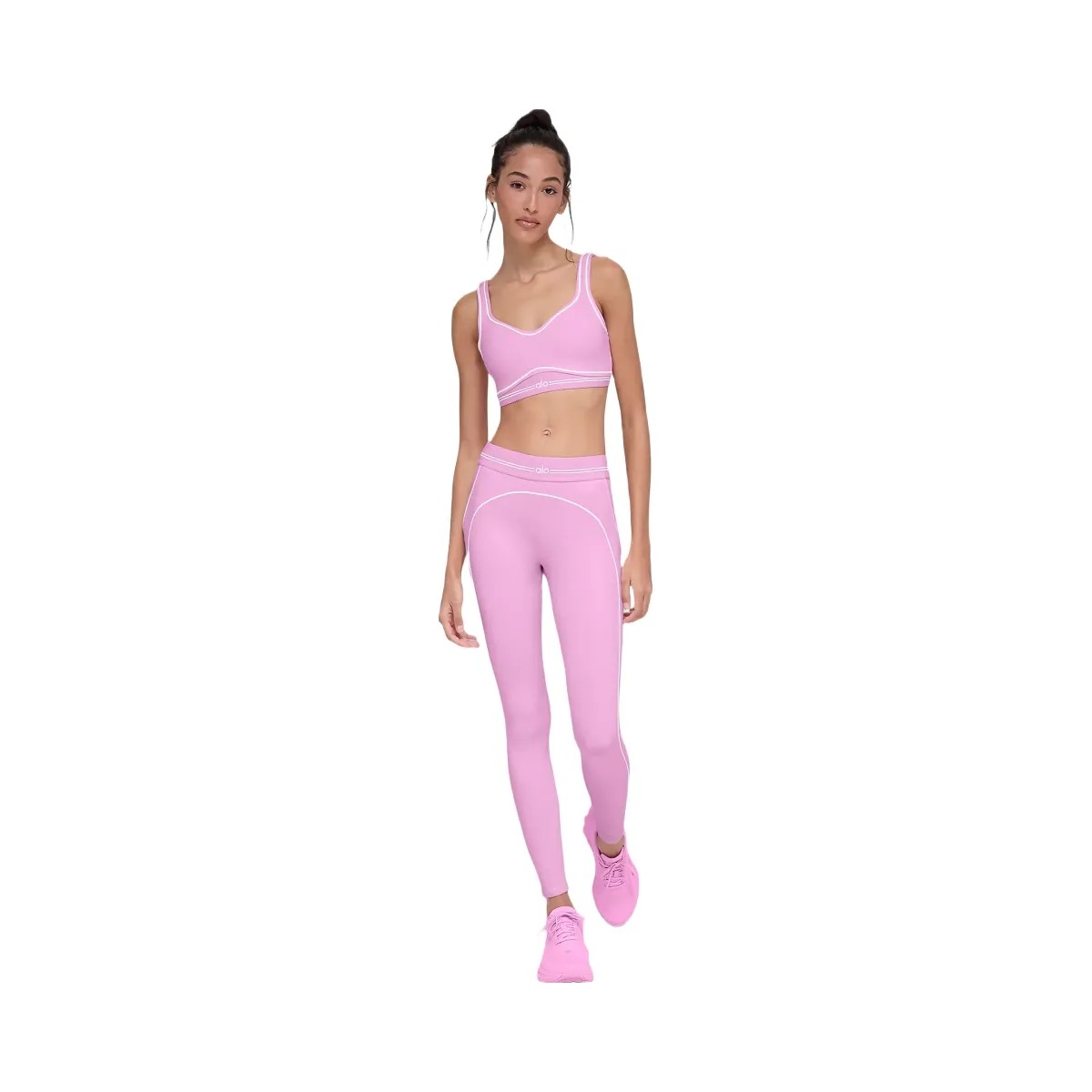 Alo Women's Airbrush High-Waist Heart Throb Legging - Candy Heart Pink/White - HypeFly India View 1