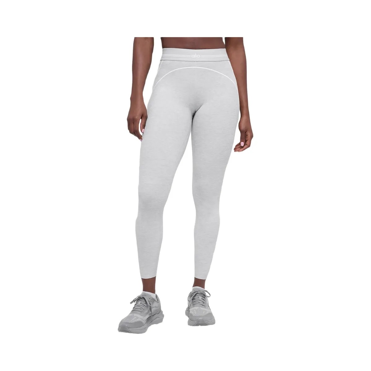 Alo Women's 7/8 High-Waist Alosoft Heart Throb Legging - Athletic Heather Grey/White - HypeFly India View 1