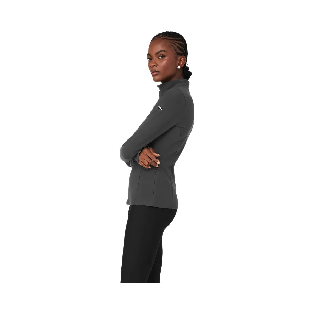 Alo Women's Alosoft 1/2 Zip Rapid Pullover - Anthracite - HypeFly India View 3