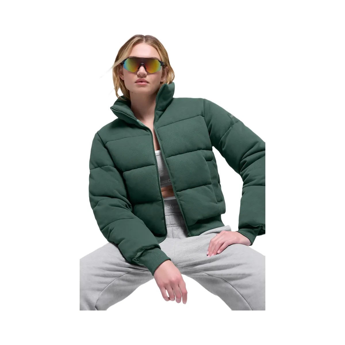 Alo Women's Sweatshirt Puffer - Clover Green - HypeFly India View 2