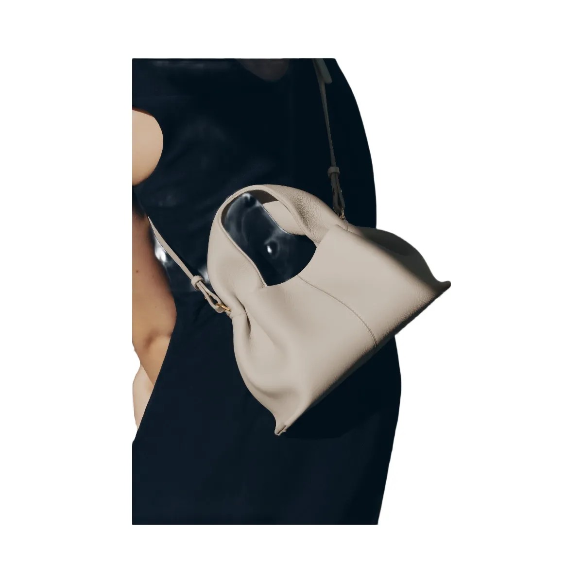 Polene Numero Neuf Mini Textured Chalk - HypeFly India View 3