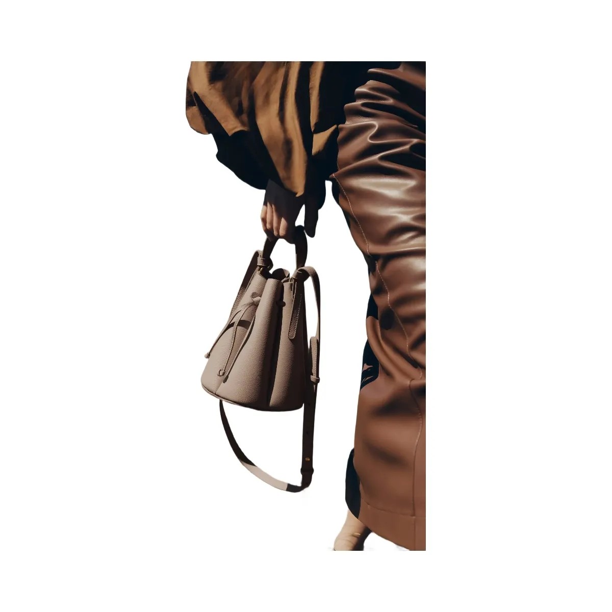 Polene Numero Huit Mini Textured Taupe - HypeFly India View 4
