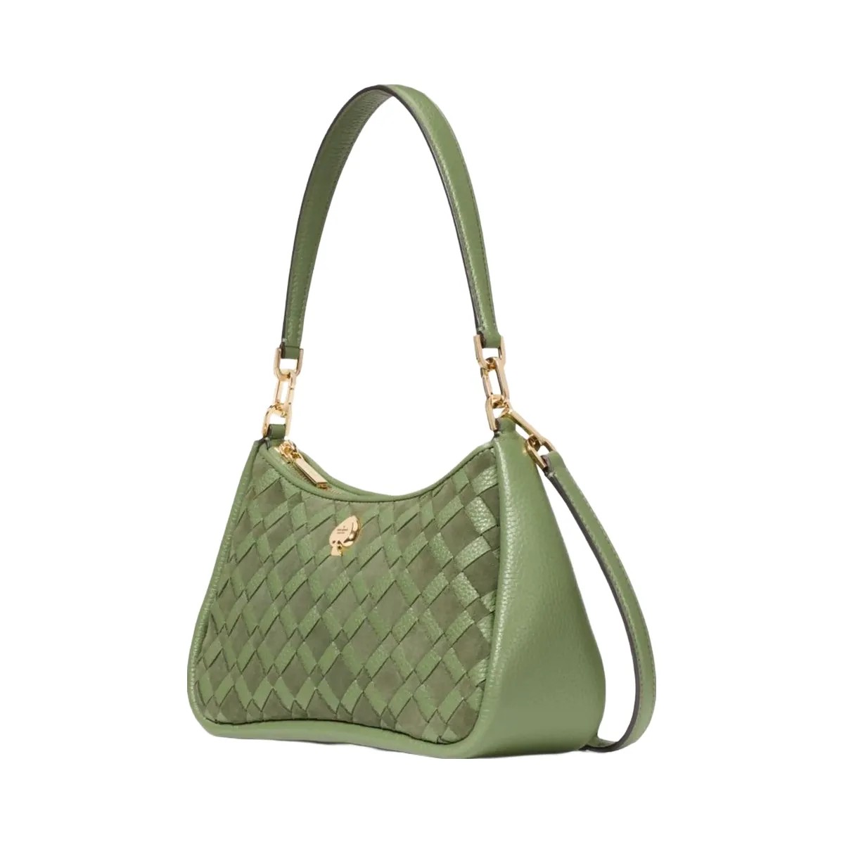 Kate Spade Kayla Woven Leather Small Convertible Shoulder Bag Cedar Stand - HypeFly India View 3