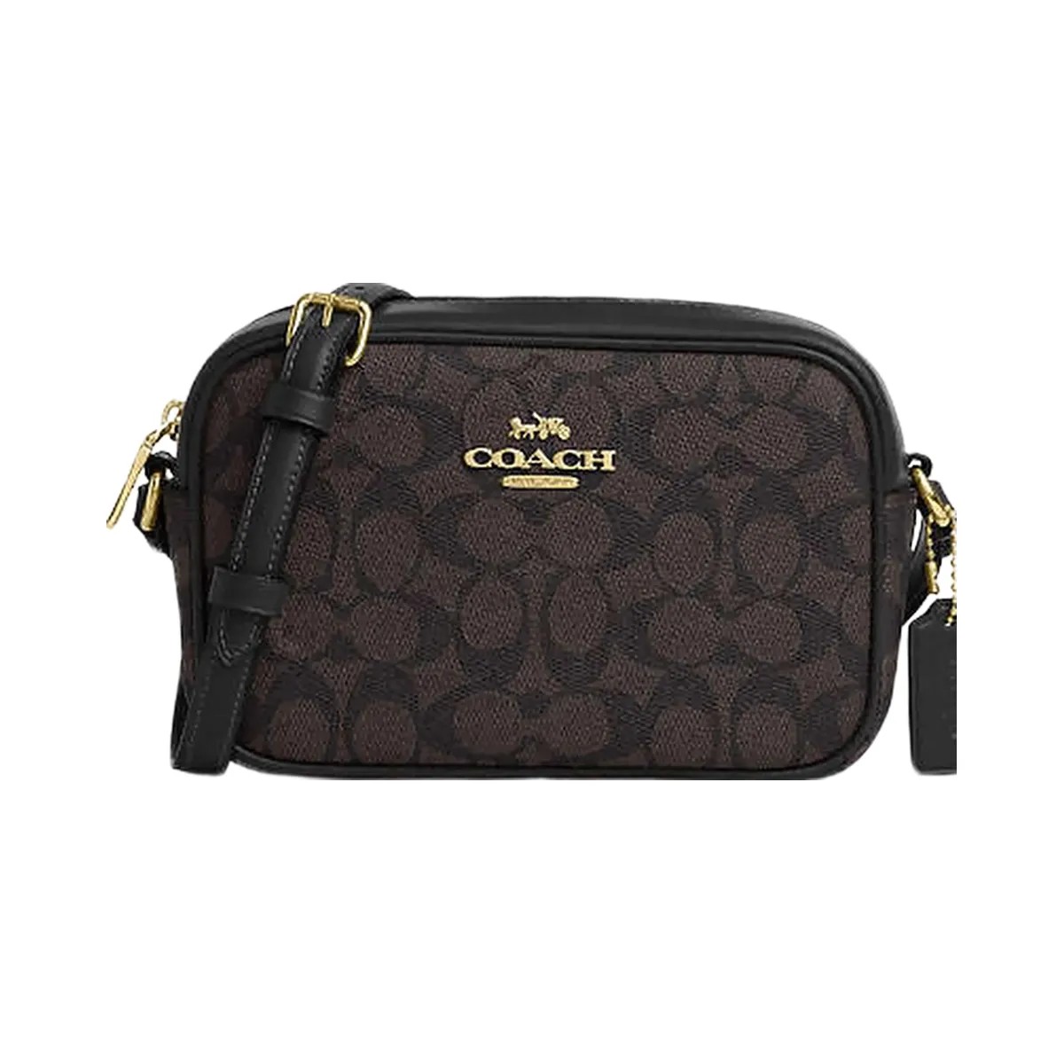 Coach Mini Jamie Camera Bag In Signature Canvas Signature Canvas-Gold-Walnut-Black - HypeFly India View 1