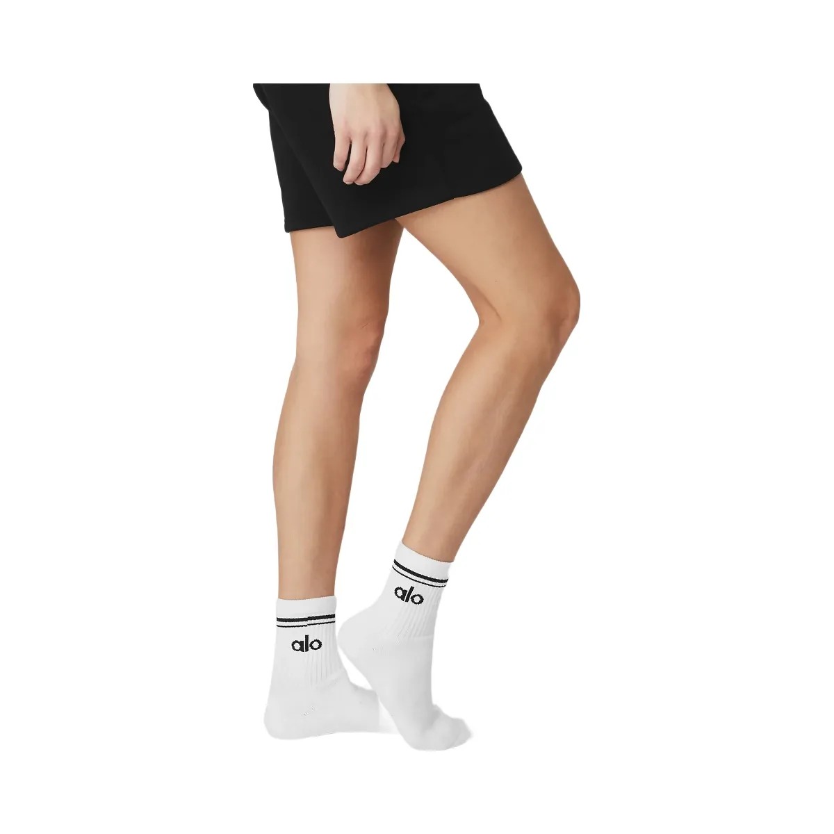 Alo Unisex Half-Crew Throwback Sock - White/Black - HypeFly India View 2