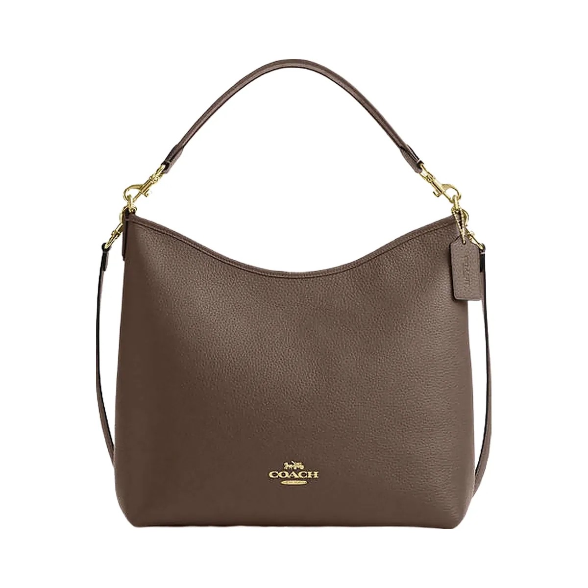 Coach Laurel Large Shoulder Bag Pebbled Leather-Gold-Dark Stone - HypeFly India View 1