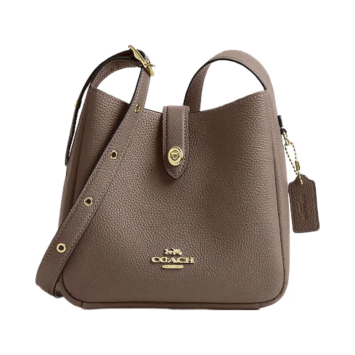Coach Hadley Mini Crossbody Bag Pebbled Leather-Gold-Dark Stone - HypeFly India View 1