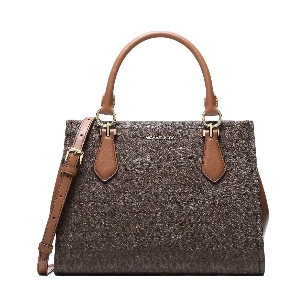 Michael Kors Marilyn Medium Signature Logo Convertible Satchel Brown - HypeFly India View 1
