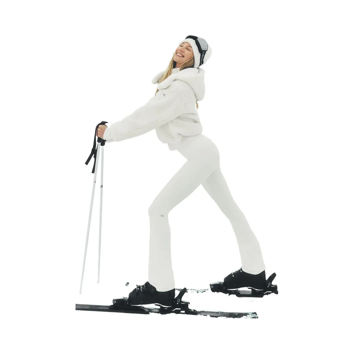 Alo Women's Airbrush High-Waist Bootcut Legging - Ivory - HypeFly India View 6