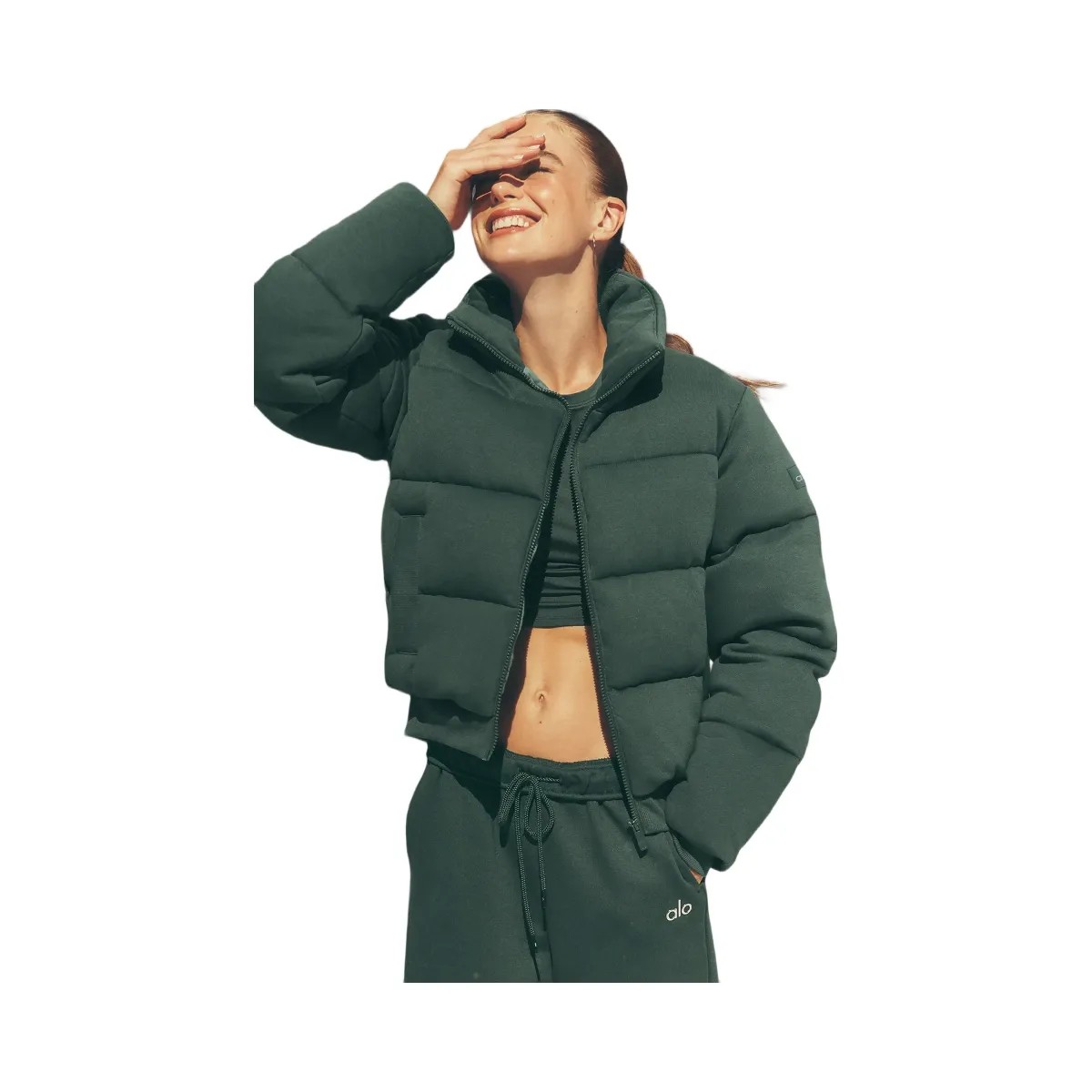 Alo Women's Sweatshirt Puffer - Clover Green - HypeFly India View 5