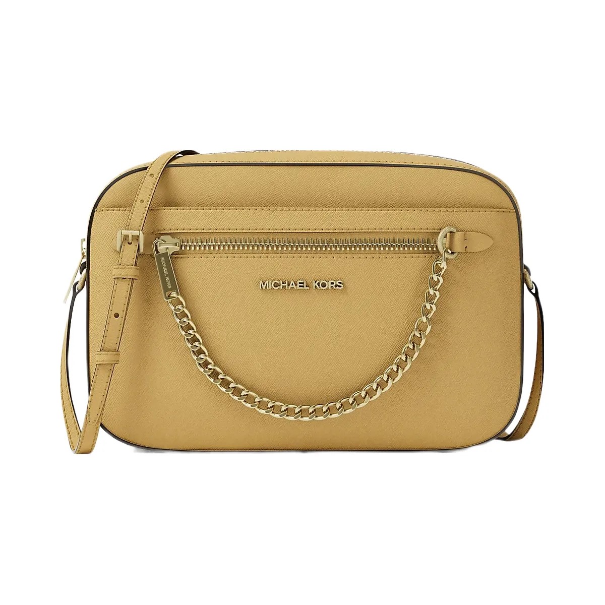 Michael Kors Jet Set Large Saffiano Leather Crossbody Bag Honey - HypeFly India View 1