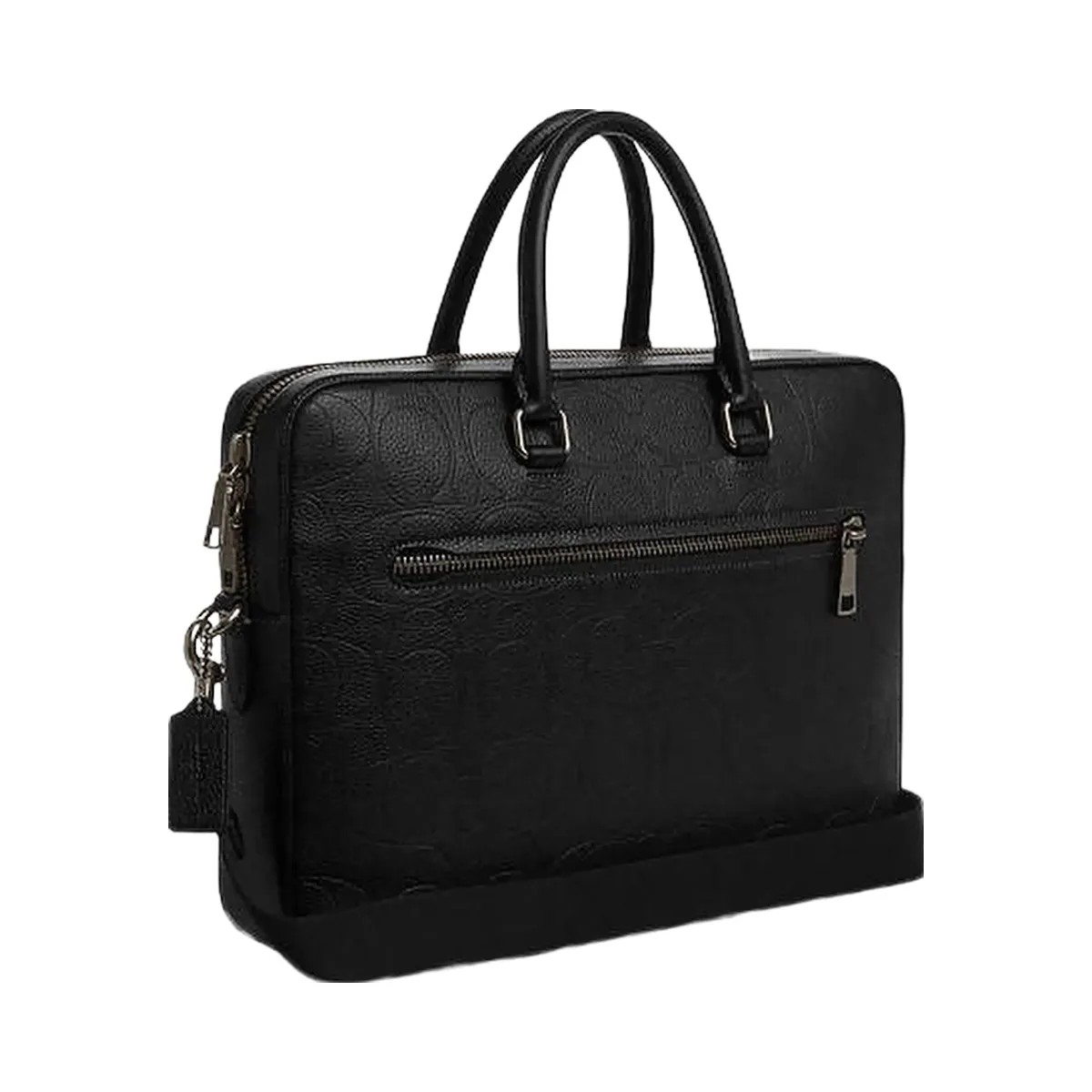 Coach Ethan Slim Brief In Signature Leather Pebbled Leather-Gunmetal-Black - HypeFly India View 4