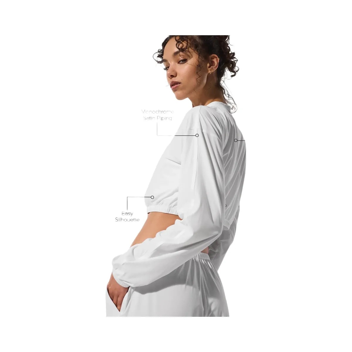 Alo Women's Cropped Breezy Full-Zip Cover Up - White - HypeFly India View 2