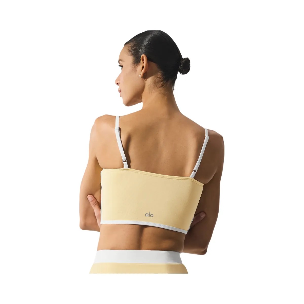 Alo Women's Airbrush Streamlined Bra Tank - Warm Butter/White - HypeFly India View 3