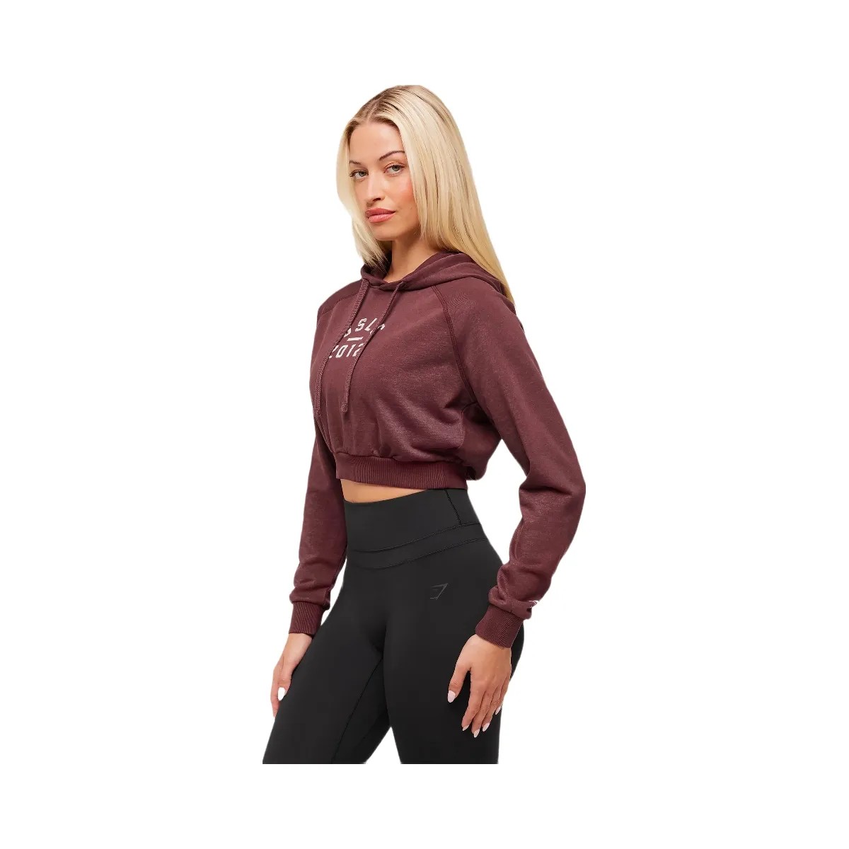 Gymshark Lifting Club 2012 Graphic Cropped Hoodie - Rich Maroon/Wash - HypeFly India View 3