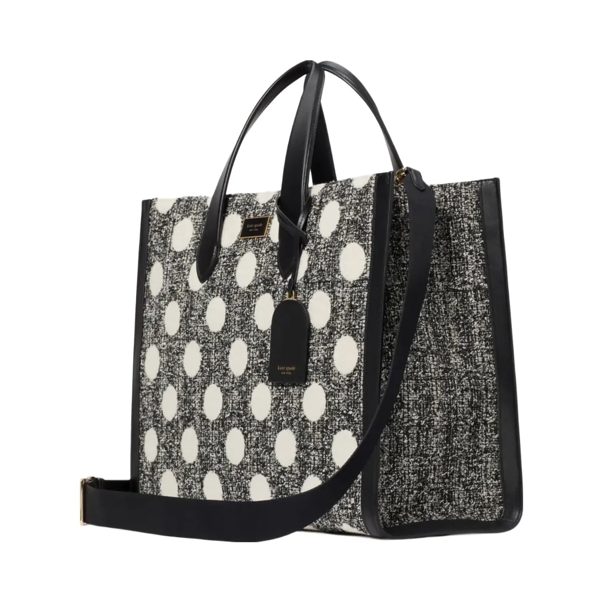 Kate Spade Manhattan Dot Tweed Large Tote Black Multi - HypeFly India View 4