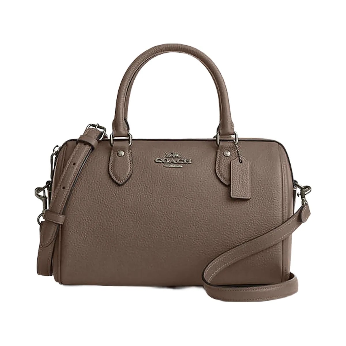 Coach Rowan Satchel Bag Pebbled Leather-Qb-Dark Stone - HypeFly India View 1