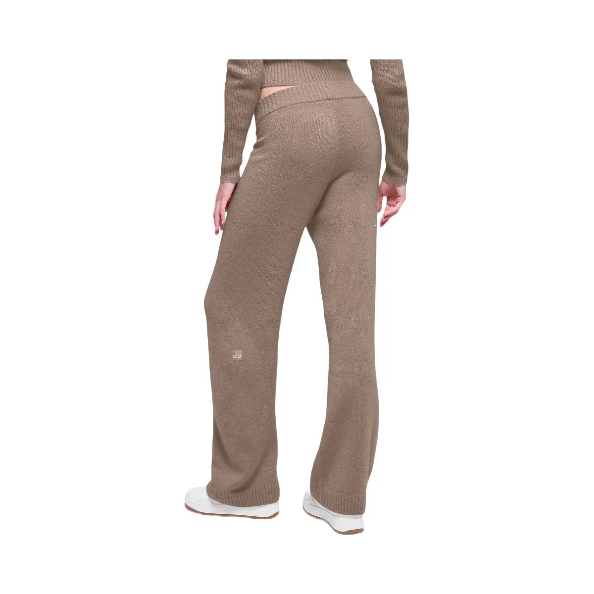 Alo Women's Wool Cashmere High-Waist New Class Wide Leg Pant - Chai Latte - HypeFly India View 3
