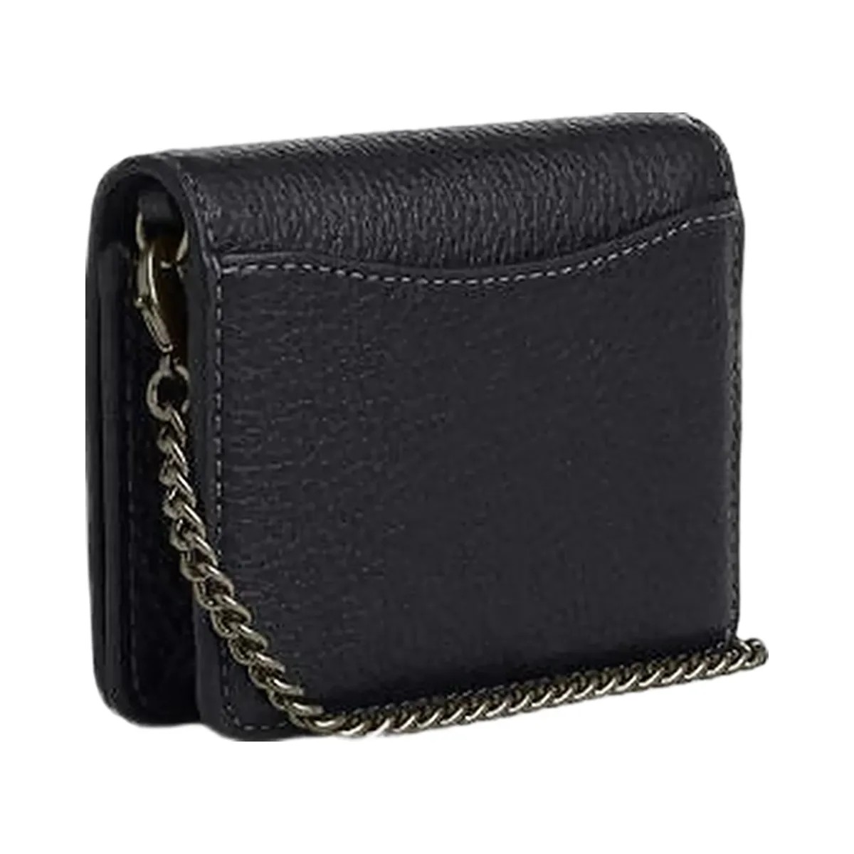 Coach Mini Wallet On A Chain With Rivets Pebbled Leather-Gunmetal-Black Multi - HypeFly India View 1