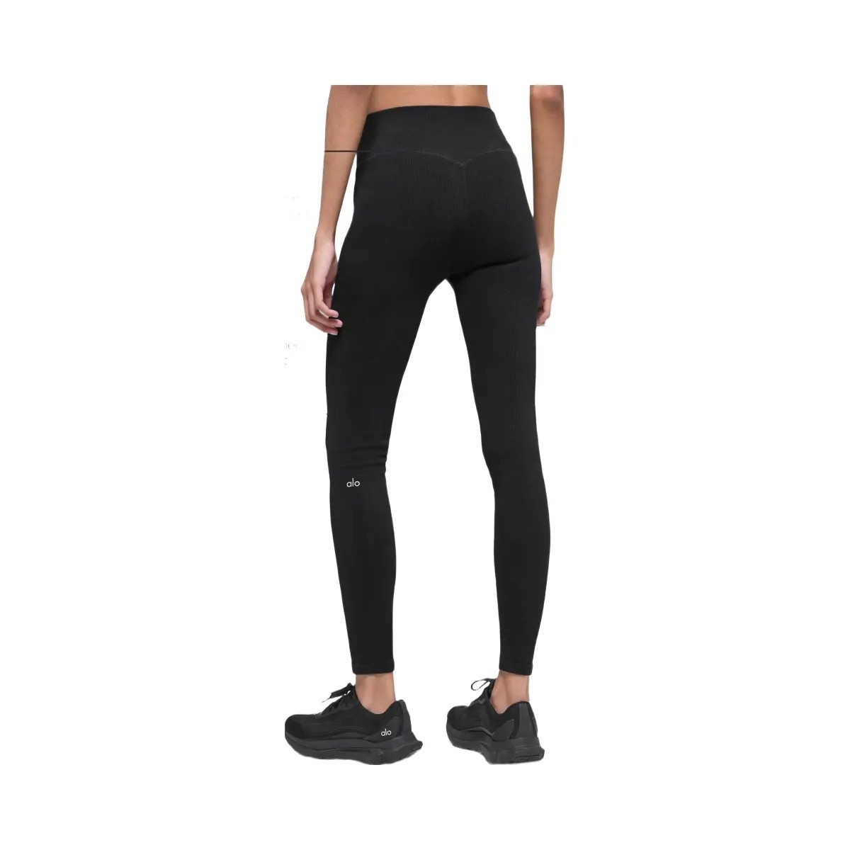 Alo Women's Seamless High-Waist Two Tone Rib Legging - Black - HypeFly India View 3