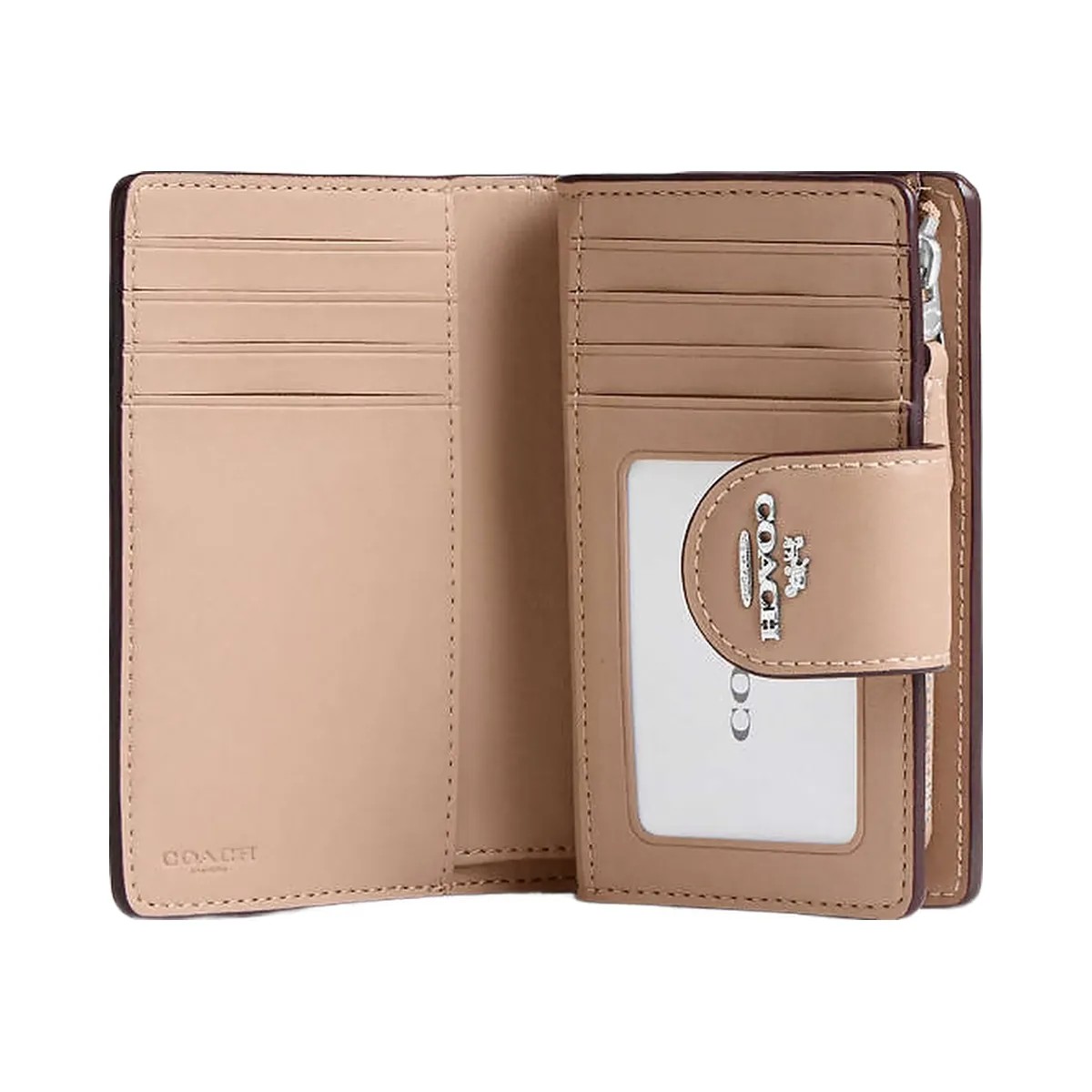 Coach Medium Corner Zip Wallet In Signature Canvas Signature Canvas-Silver-Sand-Taupe - HypeFly India View 2