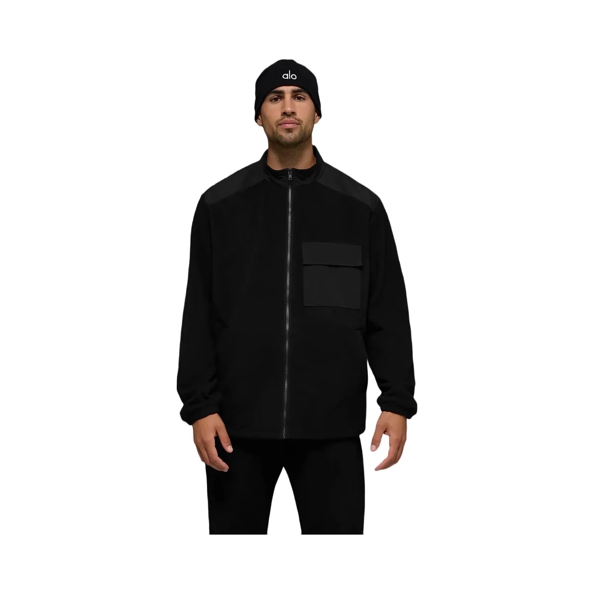 Alo Men's Polar Fleece Ridge Full Zip Jacket - Black - HypeFly India View 1