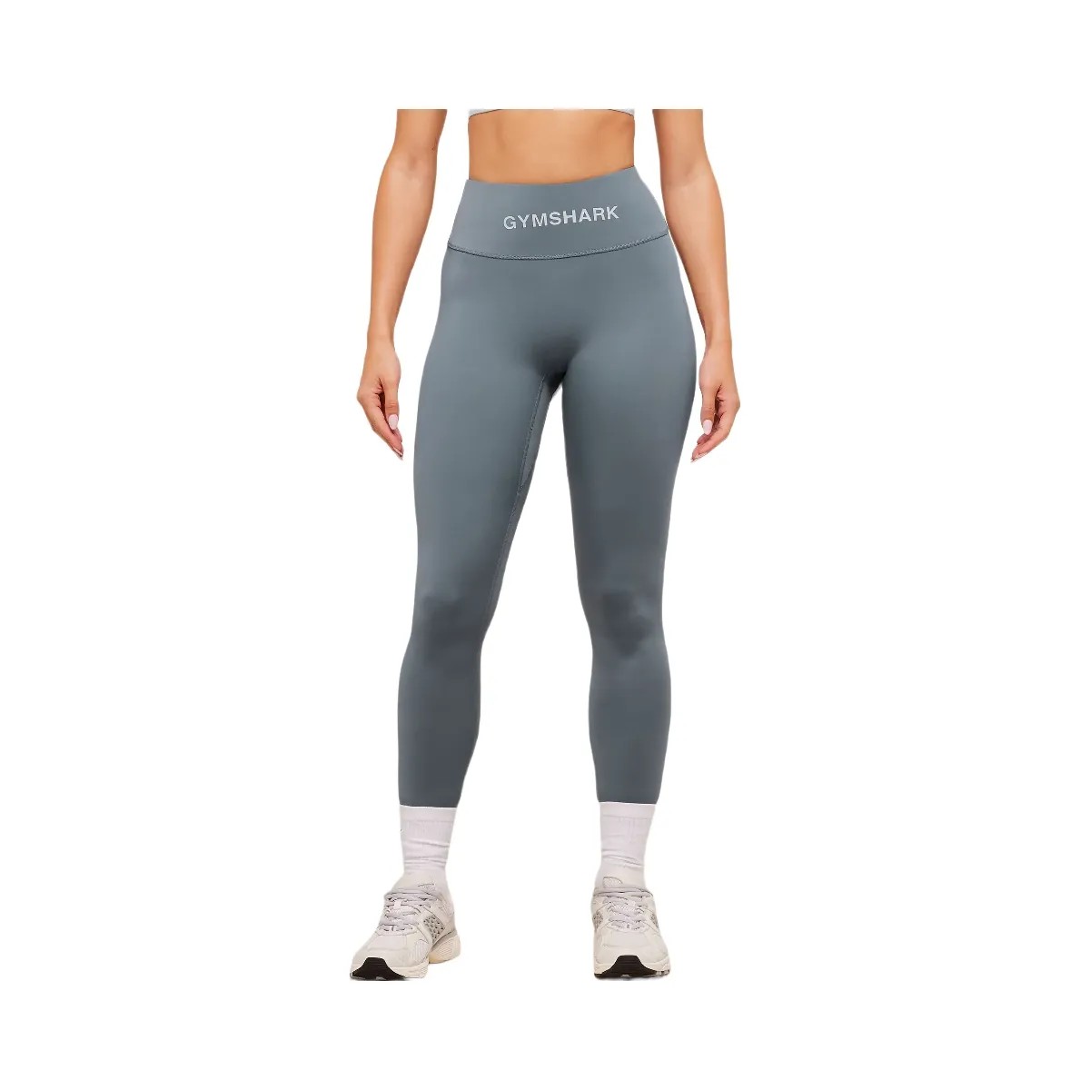 Gymshark Wordmark Waistband Leggings - Iron Blue - HypeFly India View 1
