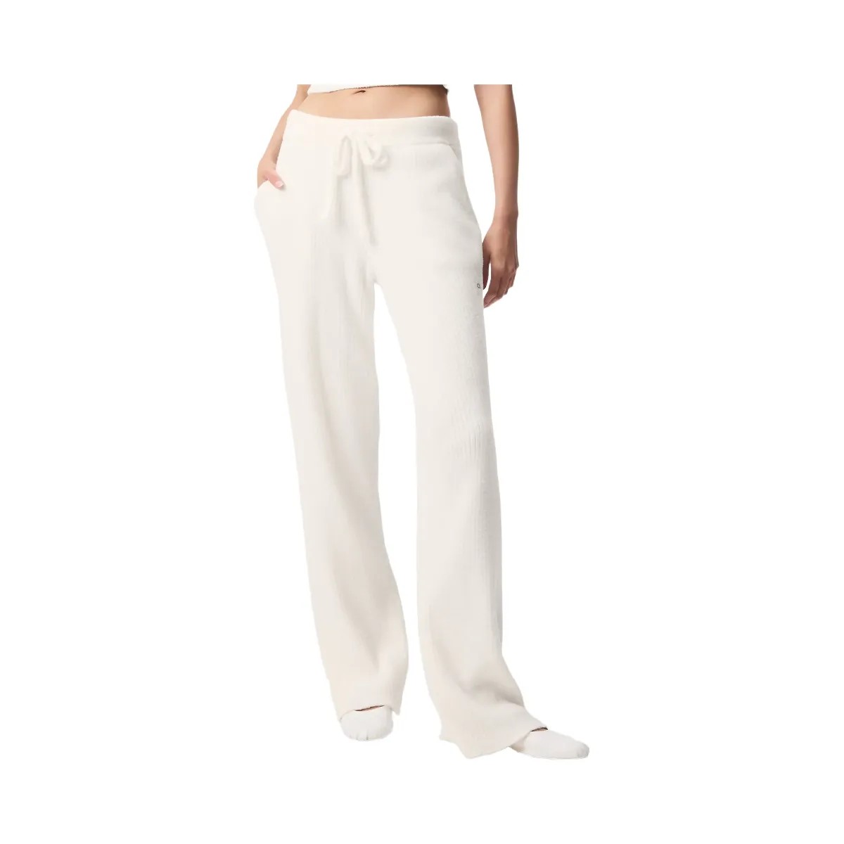 Alo Women's Snuggle Up Sweater High-Waist Wide Leg Pant - Ivory - HypeFly India View 1