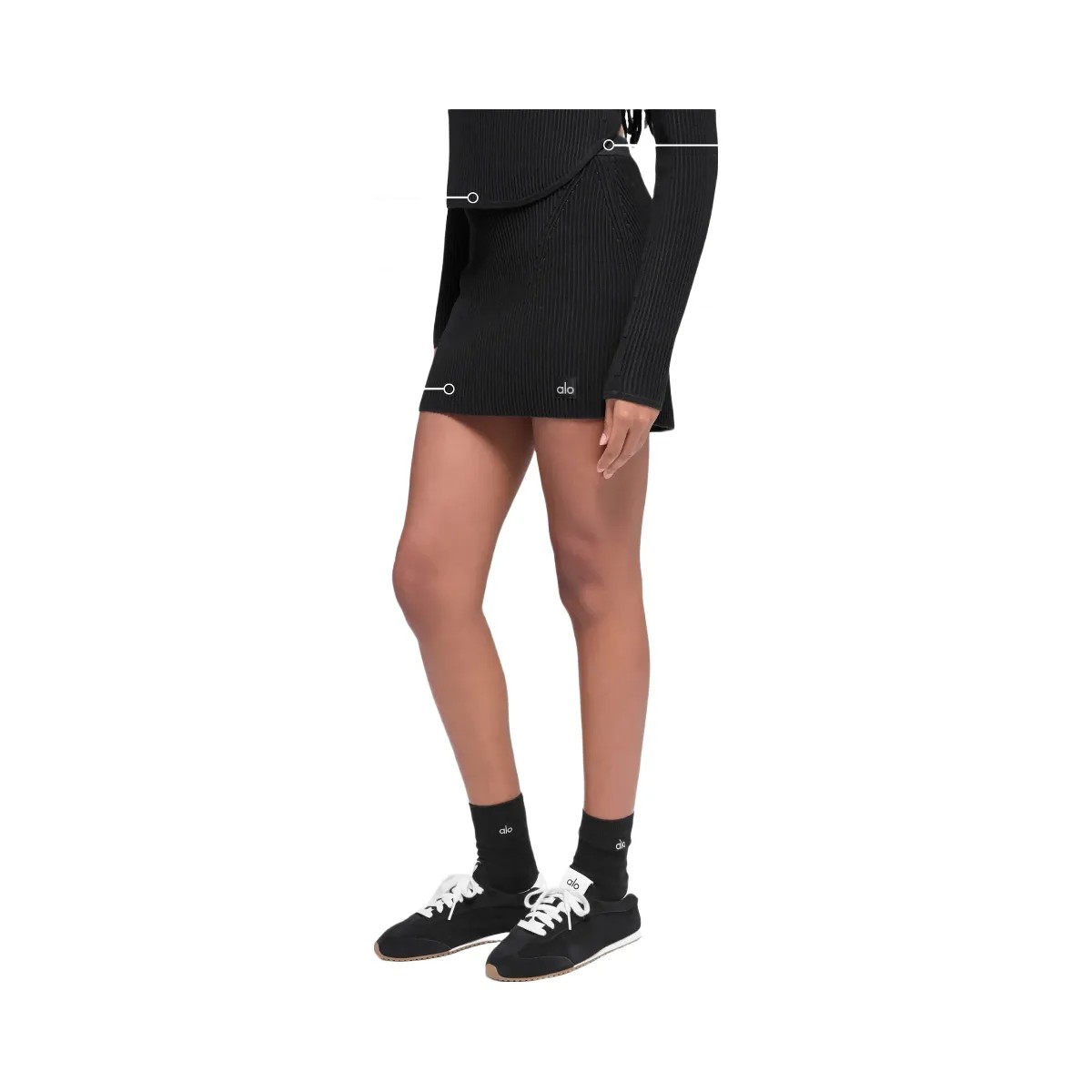 Alo Women's Denim Knit High-Waist Skirt - Black/Anthracite - HypeFly India View 2