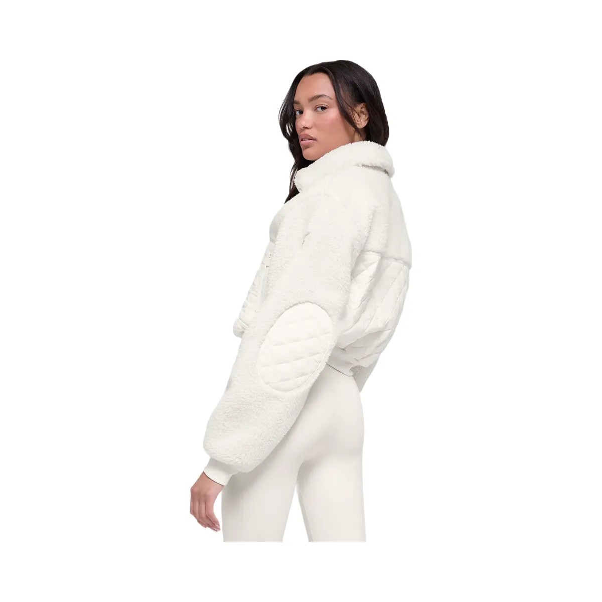 Alo Women's Sherpa Edge Bomber - Ivory - HypeFly India View 2
