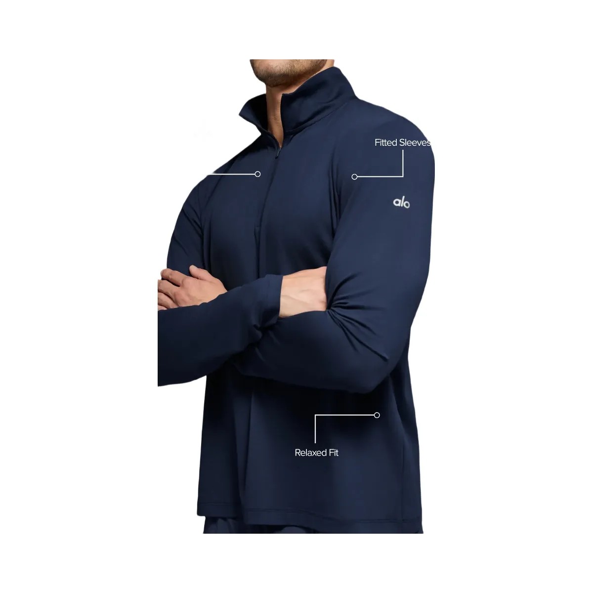 Alo Men's Conquer 1/4 Zip Reform Long Sleeve - Navy - HypeFly India View 2