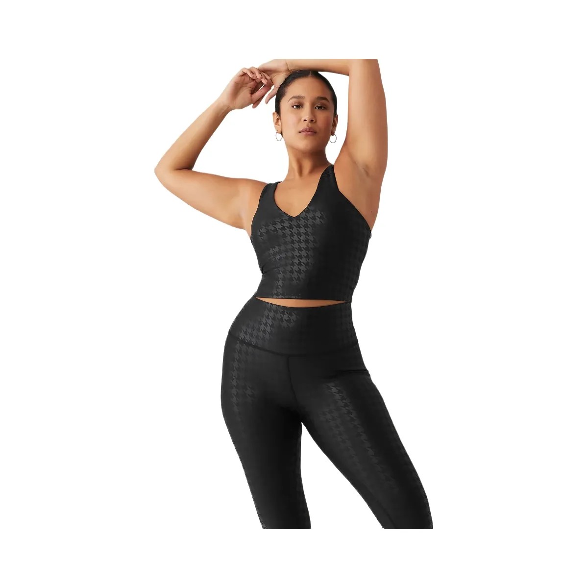 Alo Women's Airlift Glimmer Houndstooth Real Bra Tank - Black - HypeFly India View 6